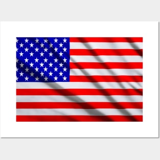 American USA flag. The flag flutters in waves Posters and Art